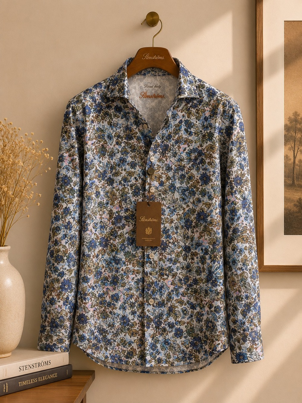 Stenströms Linen Fitted Body Floral Shirt - Like New